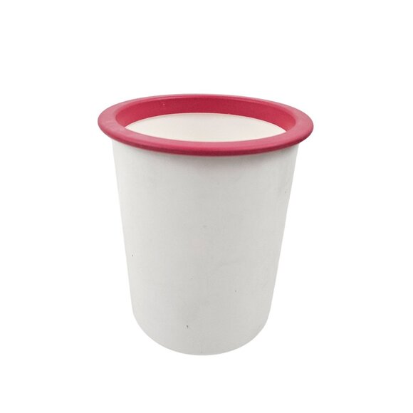 Tupperware Utensil Holder White Pink Rim A Container 2422B-4 Plastic Vintage - Picture 1 of 8